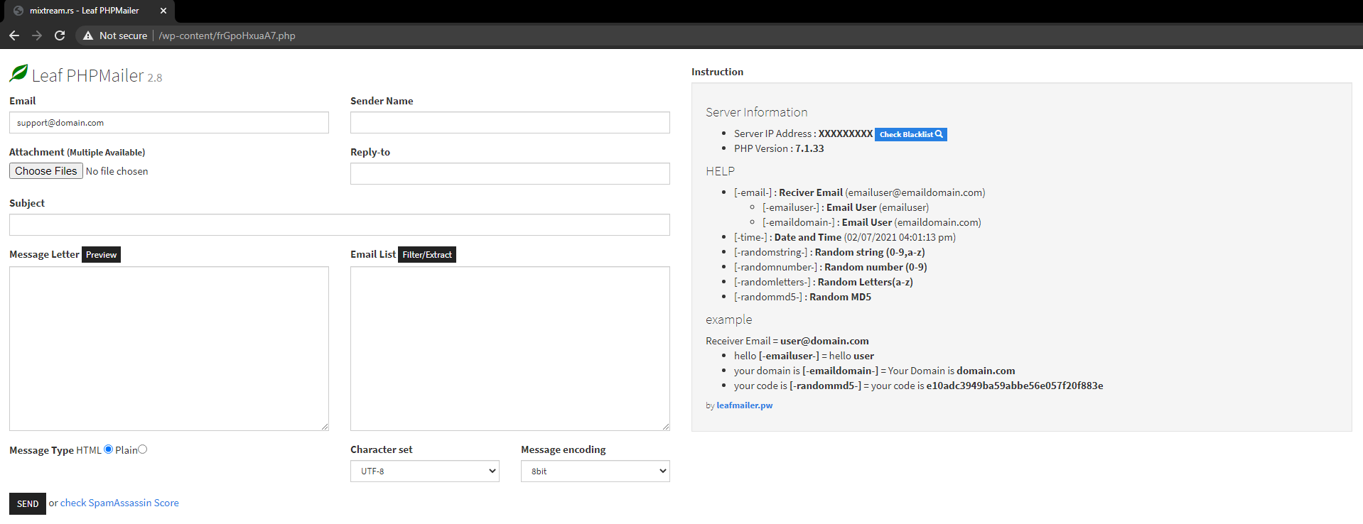 LeafMailer - Malicious PHP Mailer script - SysAdmin Blog